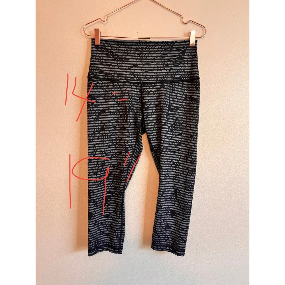 Lululemon Leggings Womens 4 Black High Times Crop Zebra Slate Active Yoga Pants